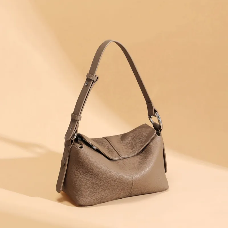 CNNCOO Cow Leather Pillow Bag, Crossbody Bag, Shoulder Bag Regular Women's Milk Tea/Brown/Milkshake White-7