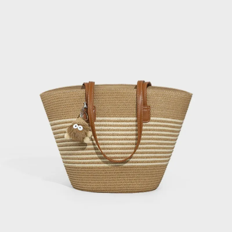 CNNCOO Fabric Tote Bag, Shoulder Bag Regular Women's Brown/Brown Black-5
