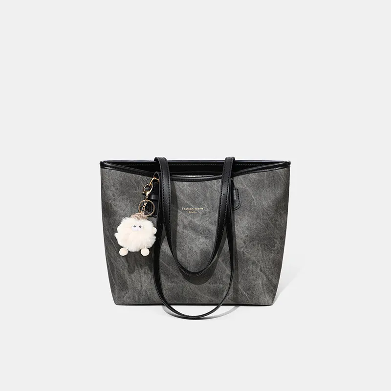 CNNCOO Synthetic Leather Tote Bag, Shoulder Bag Regular Women's Black-5