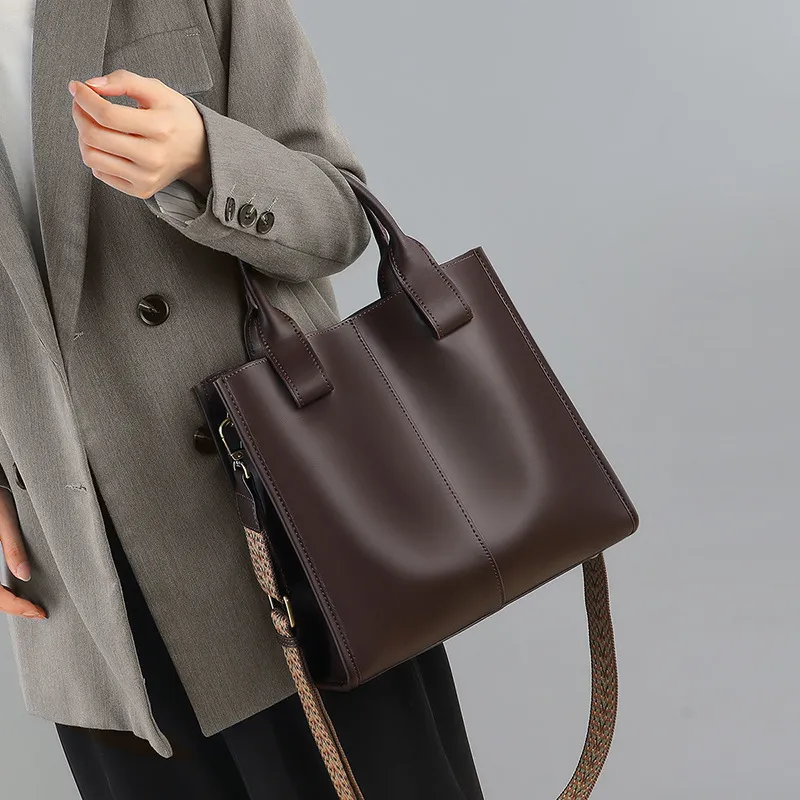 CNNCOO Cow Leather With Synthetic Leather Shoulder Bag, Crossbody Bag, Handbag Women's Coffee/Cloud White-1