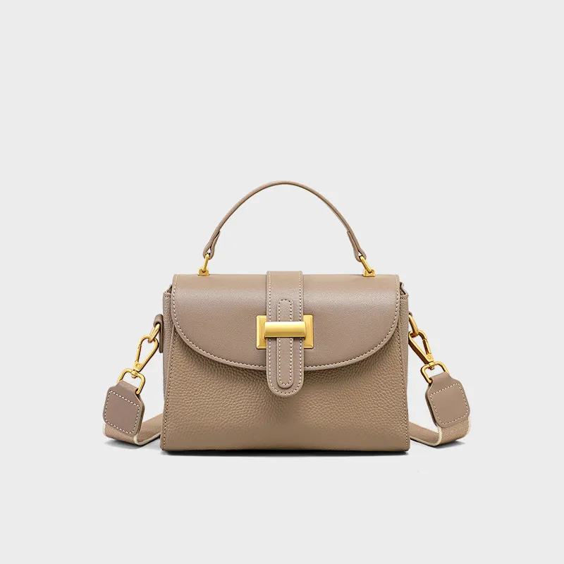 CNNCOO Cow Leather One Shoulder Handbag Women's Elephant Gray-2