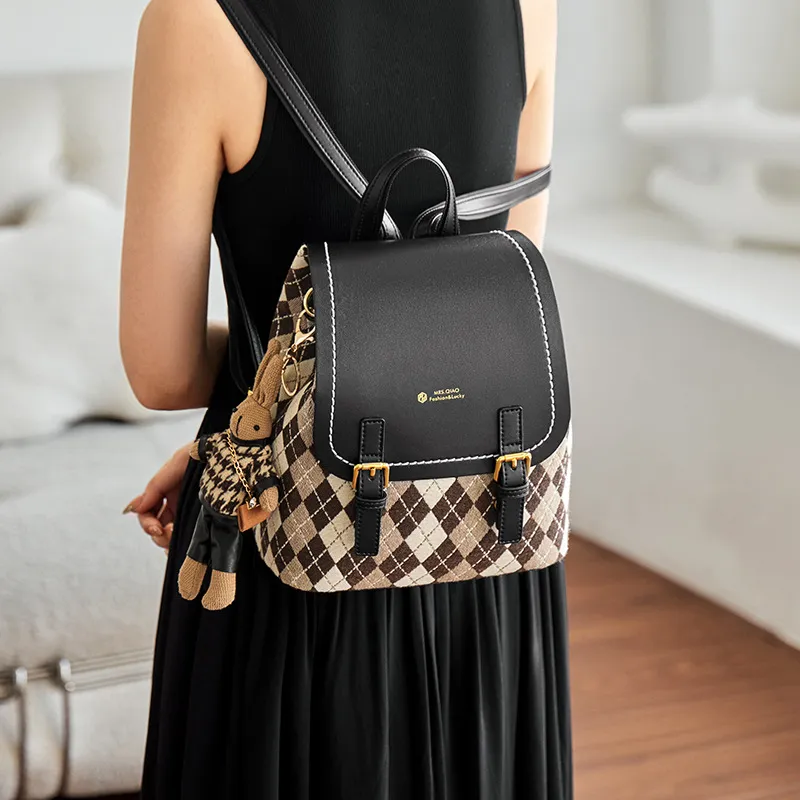 CNNCOO Fabric Backpack Women's Midnight Black-2