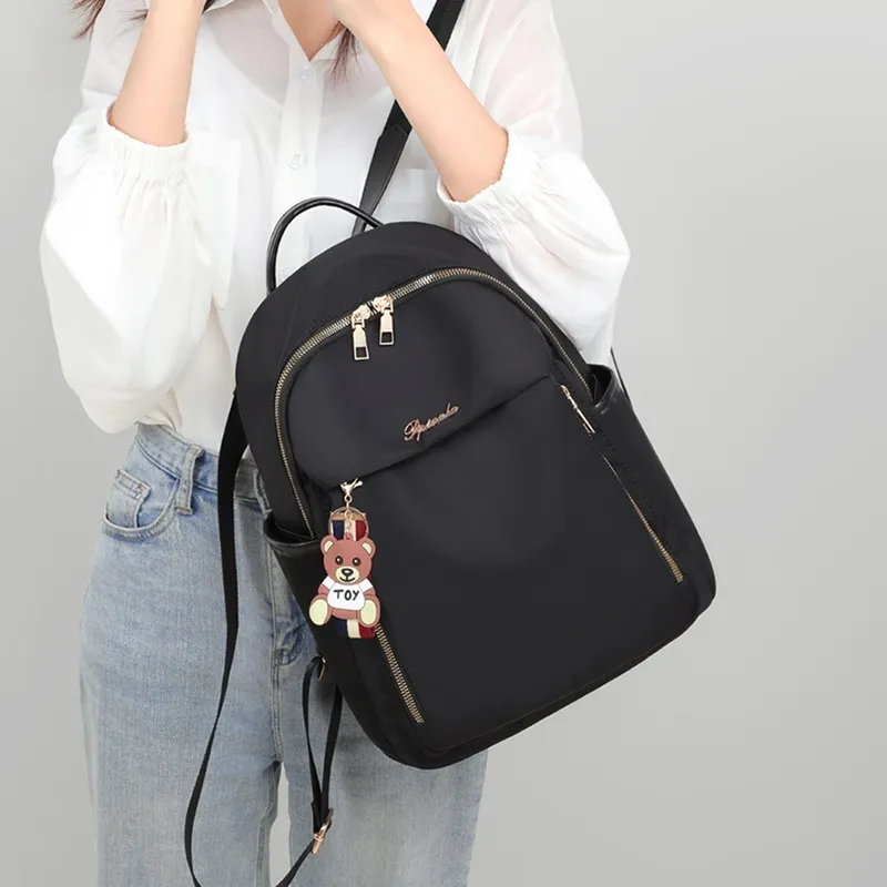 CNNCOO Fabric Backpack Regular Women's Black-3