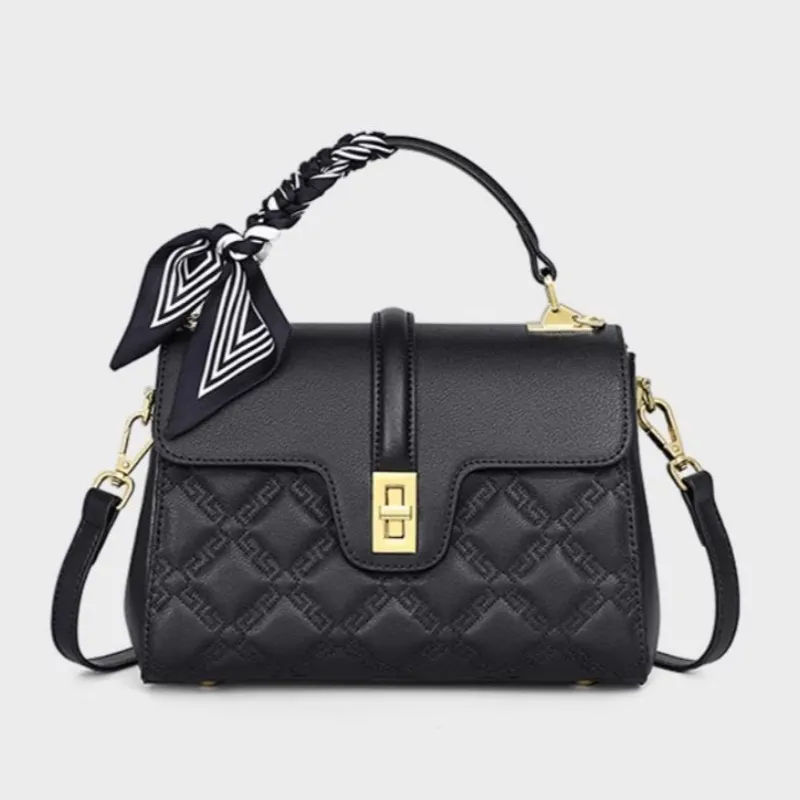 CNNCOO Cow Leather Handbag Women's Apricot/Black-8