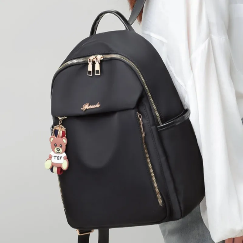 CNNCOO Fabric Backpack Regular Women's Black-4