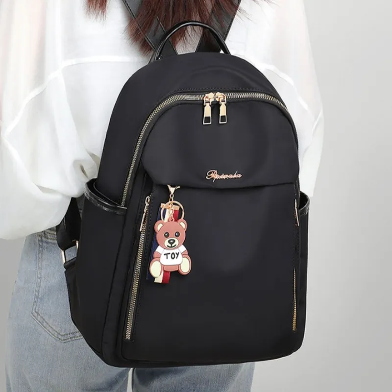 CNNCOO Fabric Backpack Regular Women's Black-5