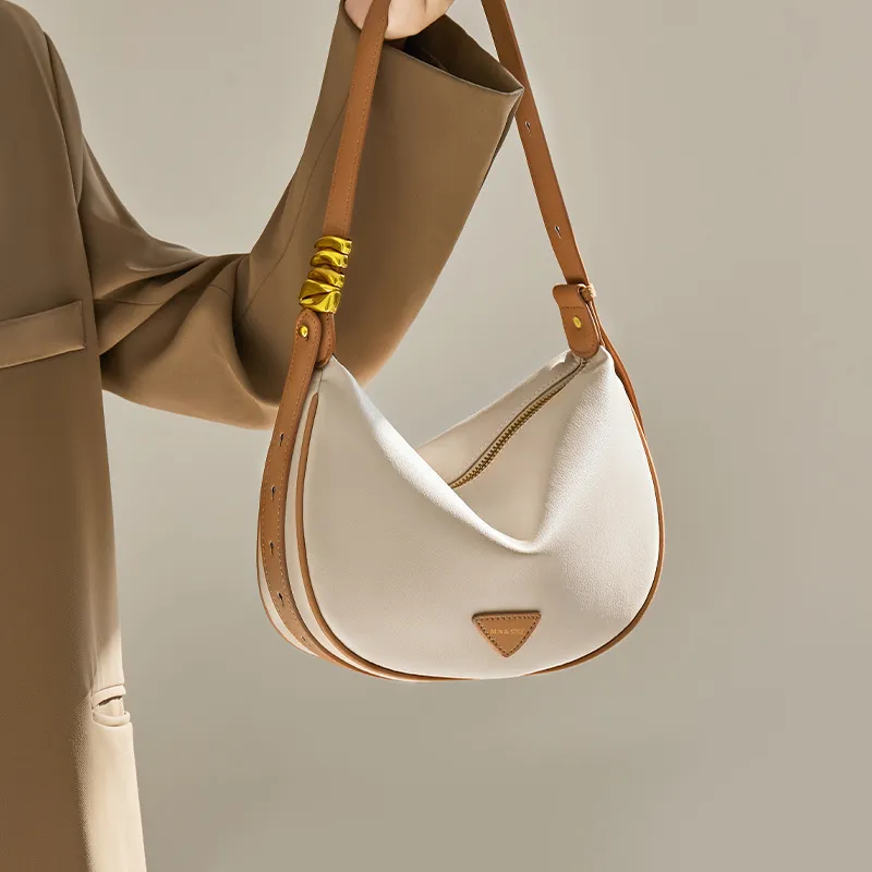 CNNCOO Synthetic Leather Shoulder Bag Regular Women's Ecru & Apricot/Caramel Brown/Midnight Black-1
