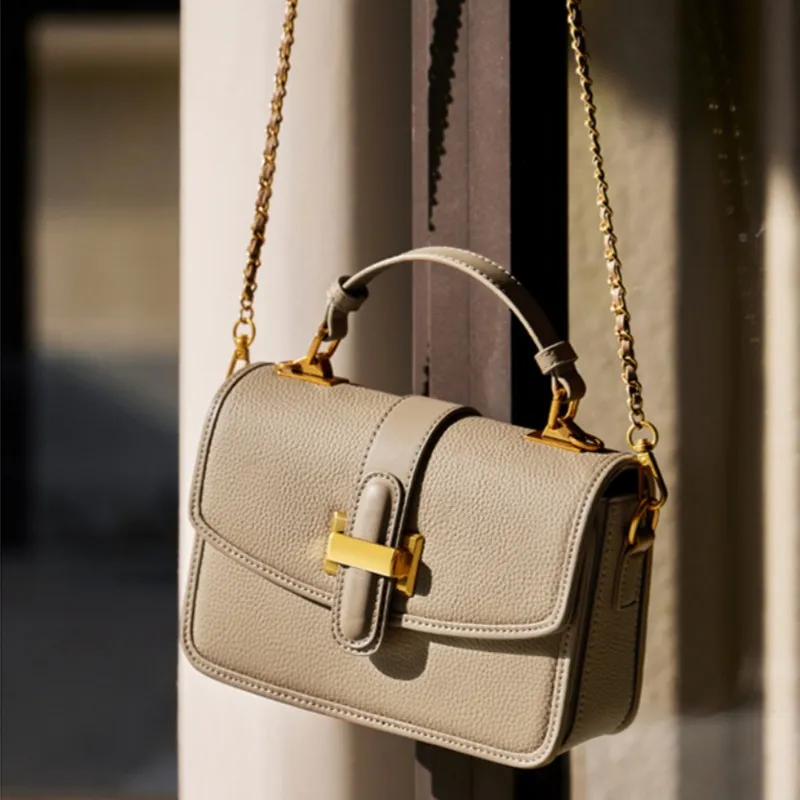 CNNCOO Cow Leather Crossbody Handbag Women's Ecru & Apricot/Midnight Black/Elephant Gray-13