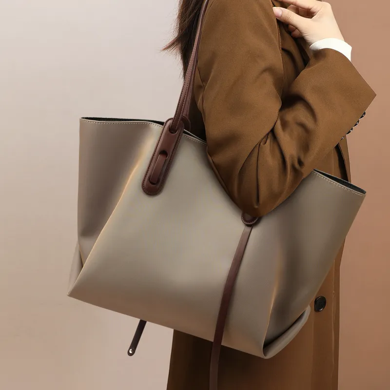 CNNCOO Fabric Tote Bag, Shoulder Bag Women's Apricot-1