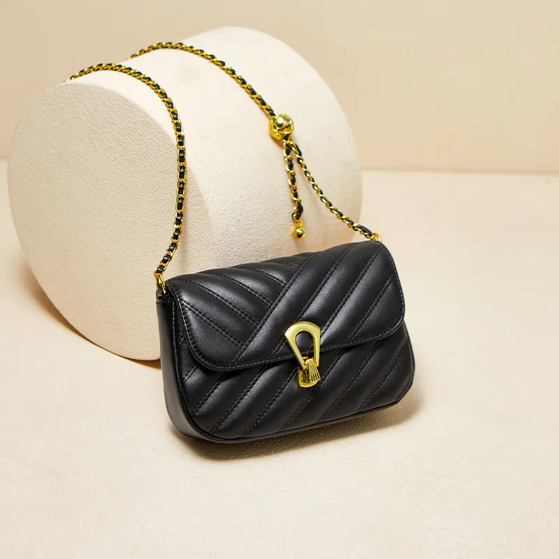 CNNCOO Cow Leather Crossbody Bag Women's Black/Ecru-4