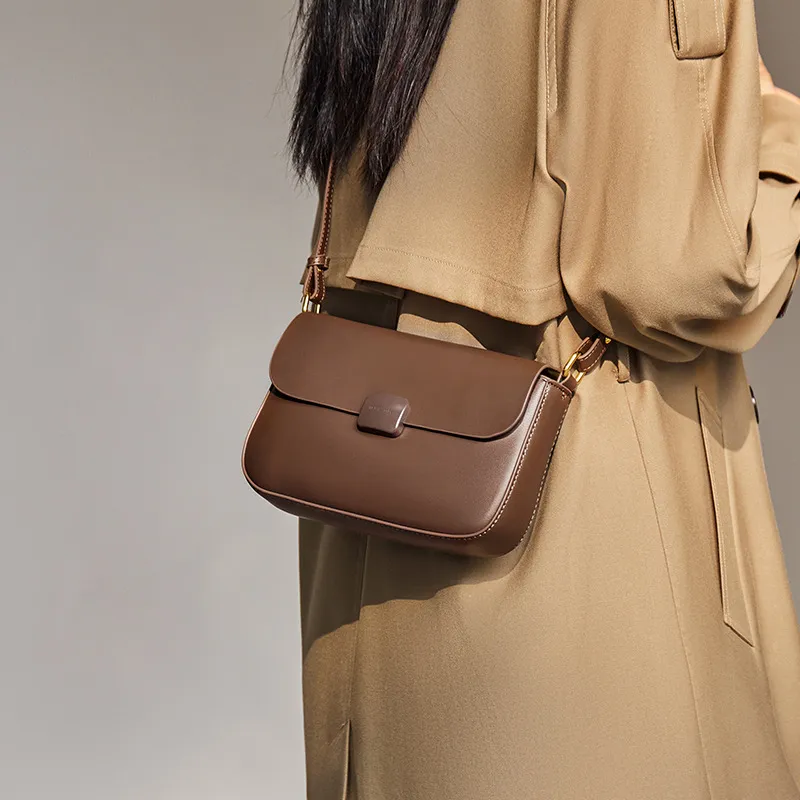 CNNCOO Cow Leather Underarm Crossbody Bag, Shoulder Bag Regular Women's Coffee-4
