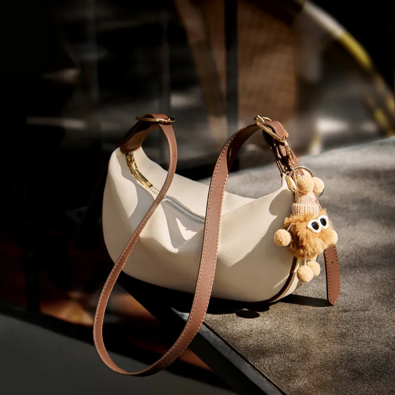 CNNCOO Synthetic Leather Shoulder Bag Women's Caramel Brown/Cream Apricot-11