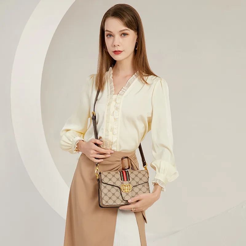 CNNCOO PVC Crossbody Bag Women's Coffee & Khaki-2