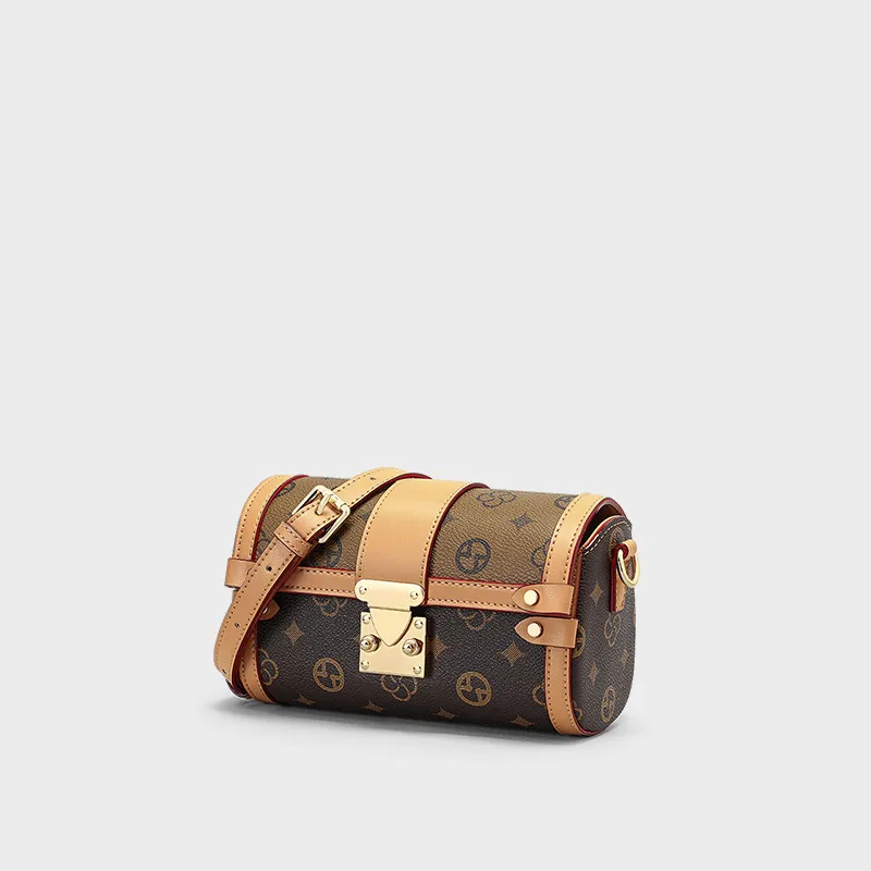 CNNCOO Synthetic Leather Cylinder Bag Crossbody Bag Women's Coffee-3
