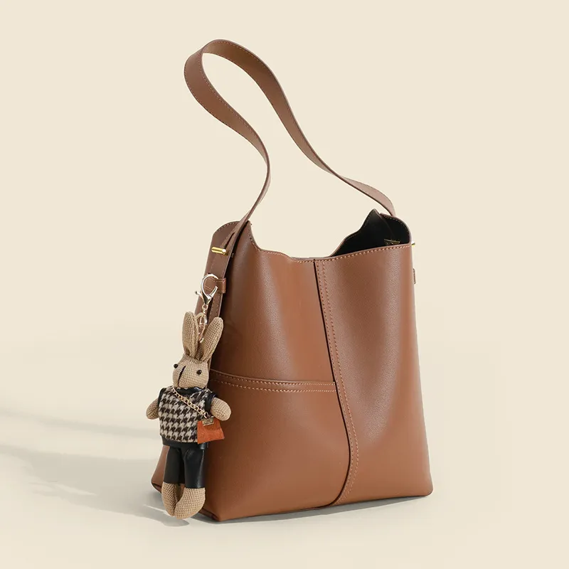 CNNCOO Cow Leather Shoulder Bag Women's Caramel-3