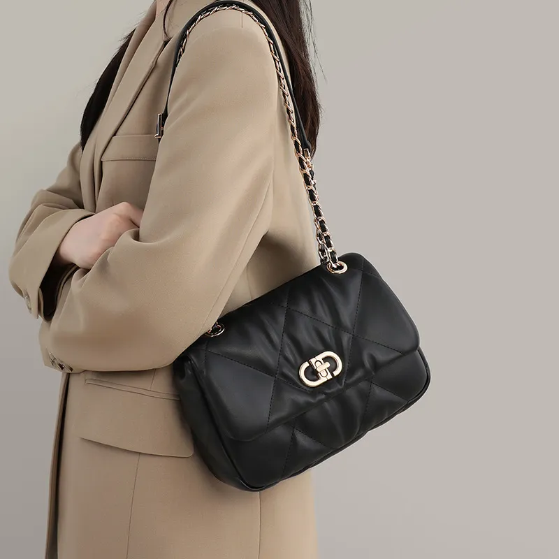 CNNCOO Synthetic Leather Shoulder Bag Women's Black-3