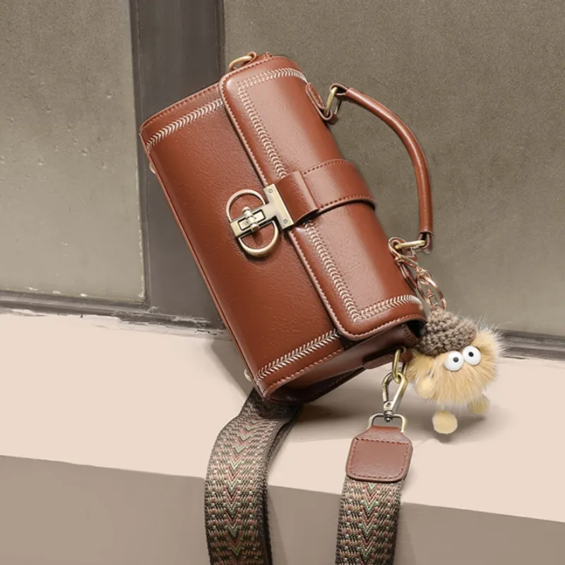 CNNCOO Synthetic Leather One Shoulder Handbag Women's Ecru/Brown/Midnight Black-9