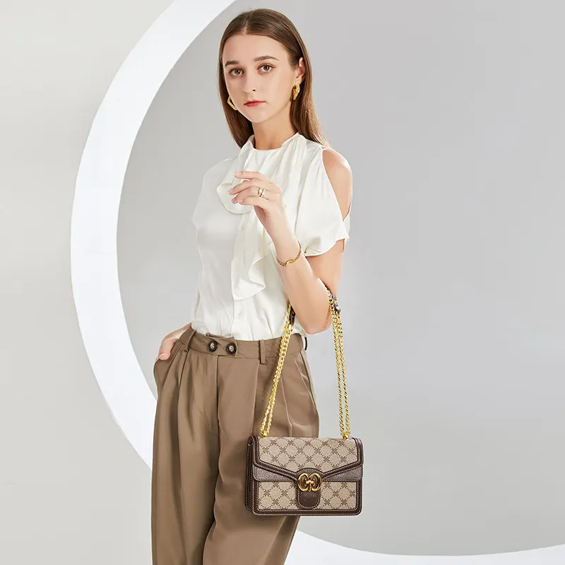 CNNCOO PVC Crossbody Bag, Shoulder Bag Women's Khaki-4