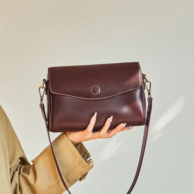 CNNCOO Synthetic Leather Small Square Crossbody Bag Women's Burgundy-5