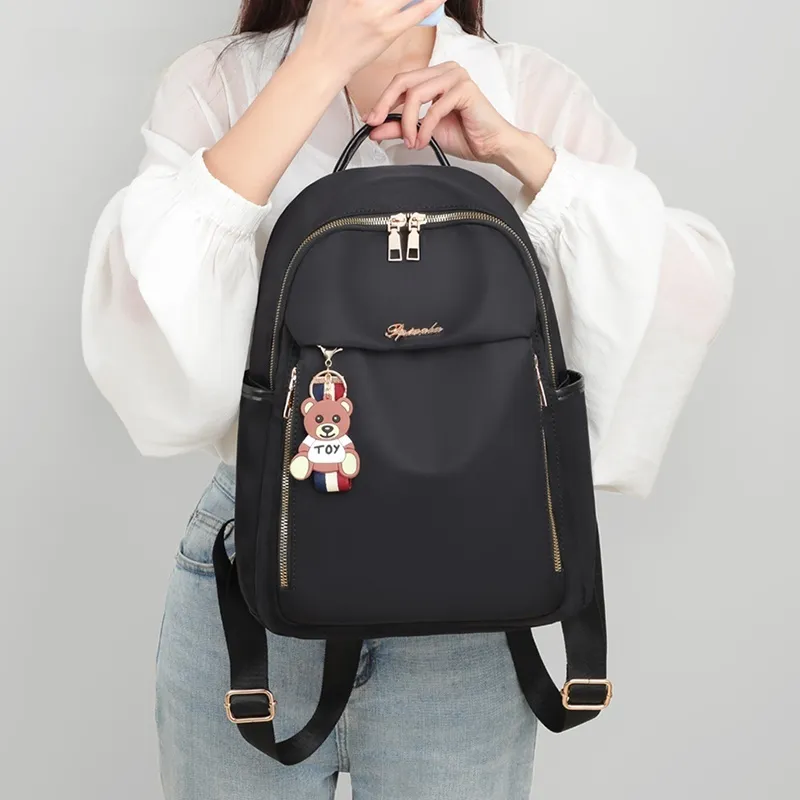 CNNCOO Fabric Backpack Regular Women's Black-2