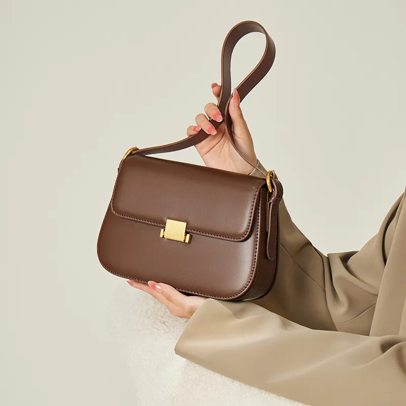 CNNCOO Cow Leather Crossbody Bag, Shoulder Bag Women's Chestnut Coffee-3