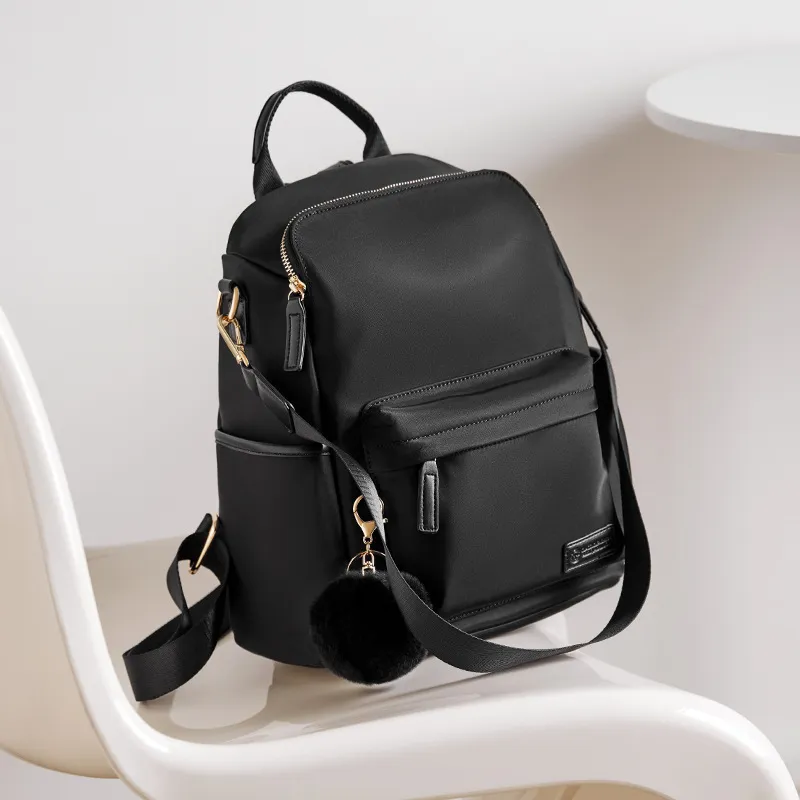 CNNCOO Fabric Backpack Women's Midnight Black-3