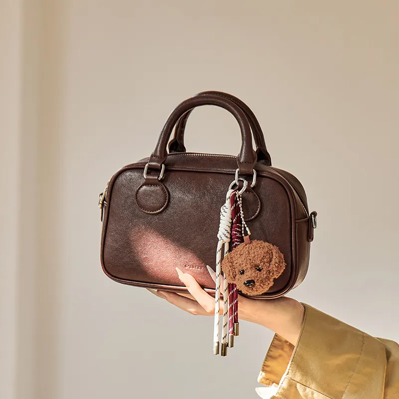 CNNCOO Synthetic Leather Handbag Women's Vegetable Tanned Coffee-4