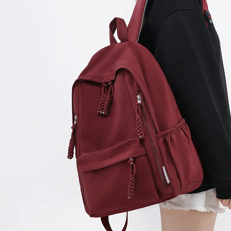 CNNCOO Fabric Backpack Women's Burgundy-1
