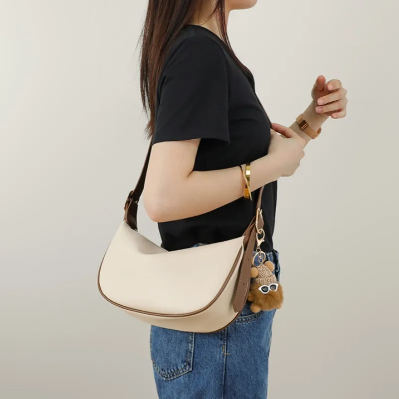 CNNCOO Synthetic Leather Shoulder Bag Women's Caramel Brown/Cream Apricot-10