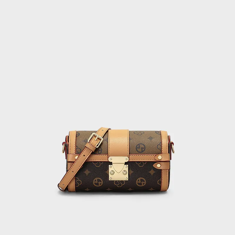 CNNCOO Synthetic Leather Cylinder Bag Crossbody Bag Women's Coffee-2