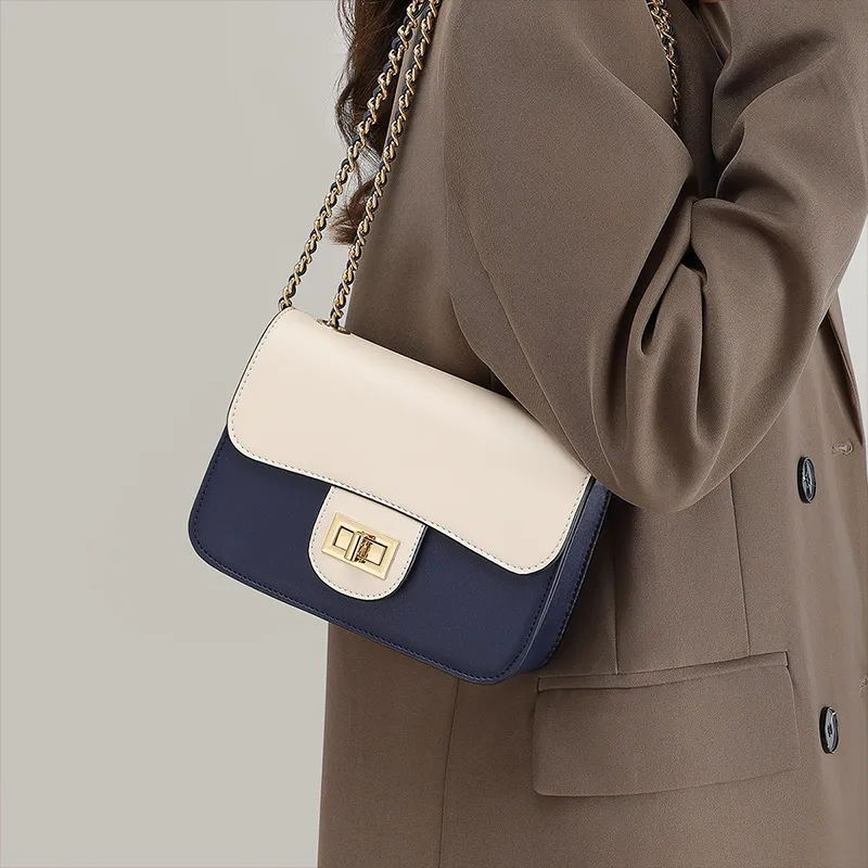 CNNCOO Cow Leather Shoulder Bag Women's Dark Blue-1