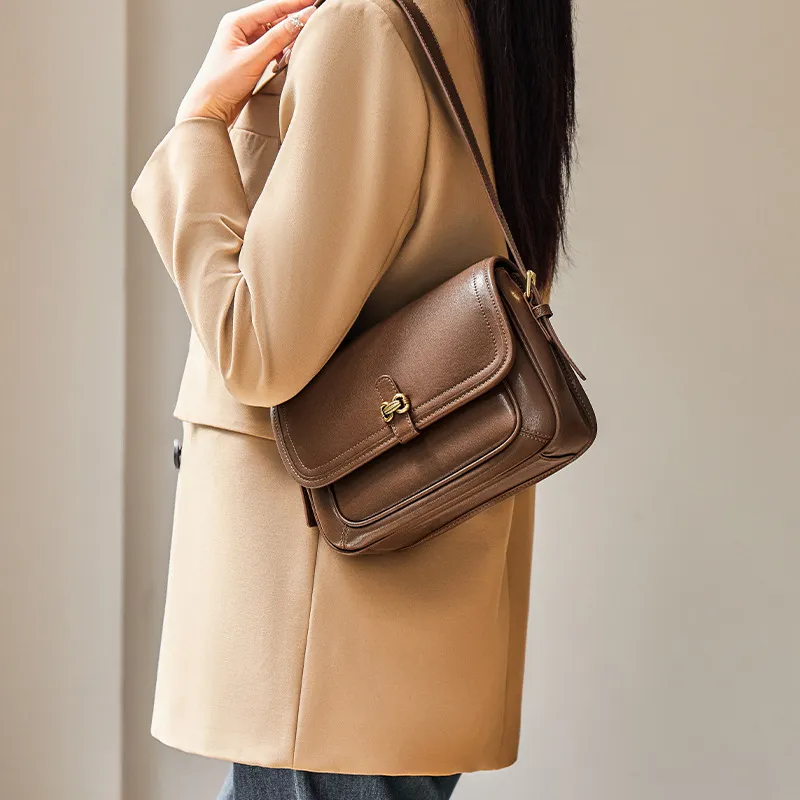 CNNCOO Synthetic Leather Crossbody Bag Women's Vegetable Tanned Coffee-4