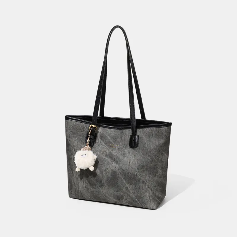 CNNCOO Synthetic Leather Tote Bag, Shoulder Bag Regular Women's Black-4