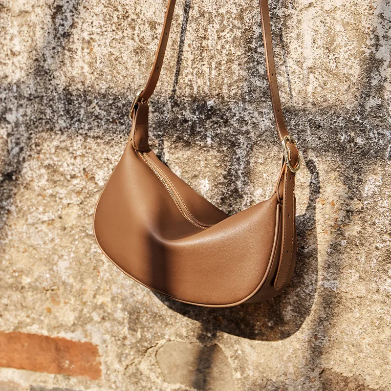 CNNCOO Synthetic Leather Shoulder Bag Women's Caramel Brown/Cream Apricot-3