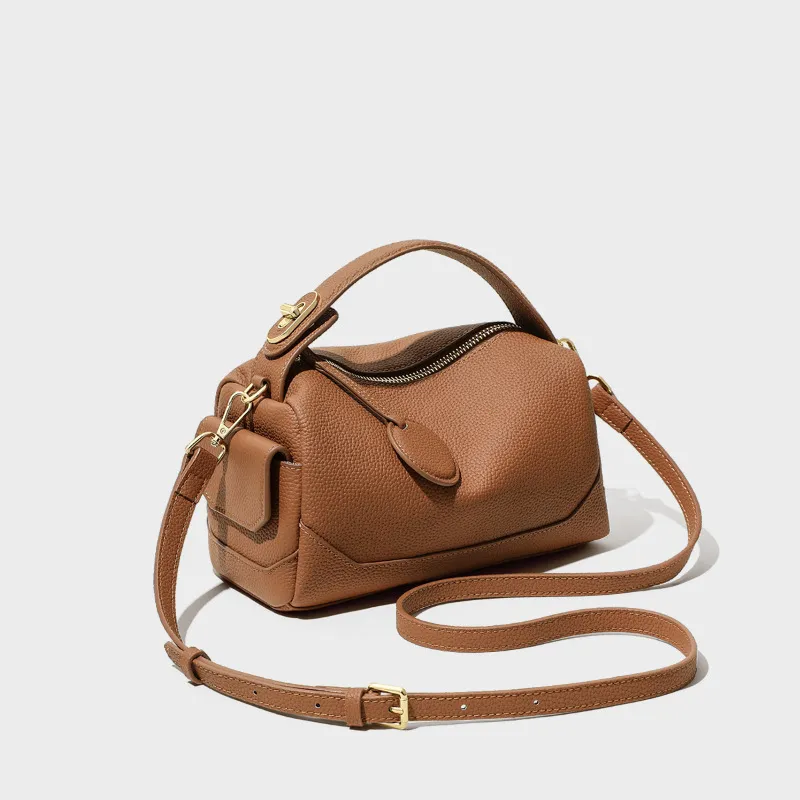 CNNCOO Cow Leather With Synthetic Leather Crossbody Handbag Women's Dark Brown-2