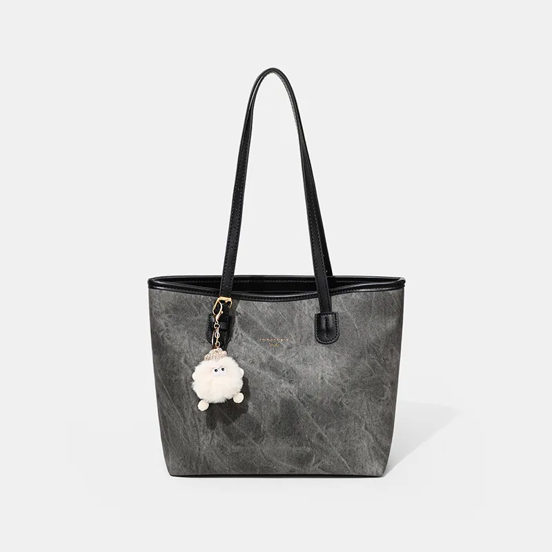 CNNCOO Synthetic Leather Tote Bag, Shoulder Bag Regular Women's Black-3