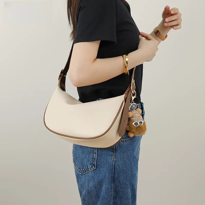 CNNCOO Synthetic Leather Shoulder Bag Women's Caramel Brown/Cream Apricot-9
