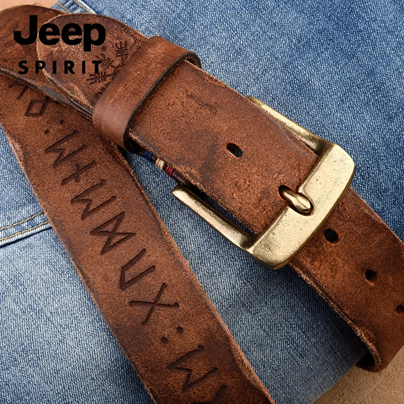 JEEP SPIRIT Youth Casual Shoes Leather Belts Men's Width 3.8cm-2