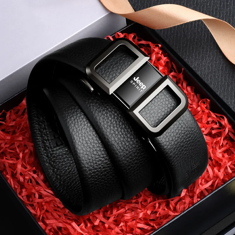 JEEP SPIRIT Automatic Buckle Luxury Elegant Cow Leather Leather Belts Men's Width 3.5CM-9