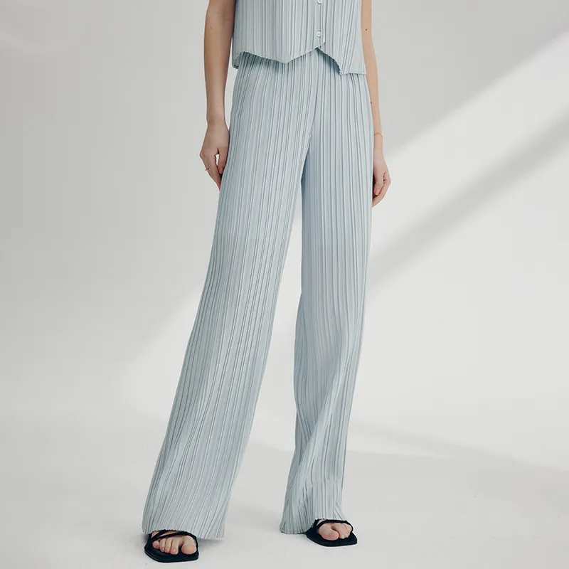 Famanxuan Casual Pants Women's Soft Matte Blue-4
