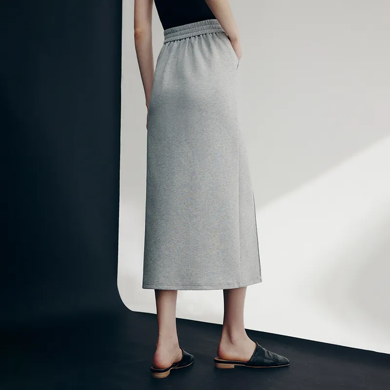 Famanxuan Casual Long Skirt Women's Premium Gray-5