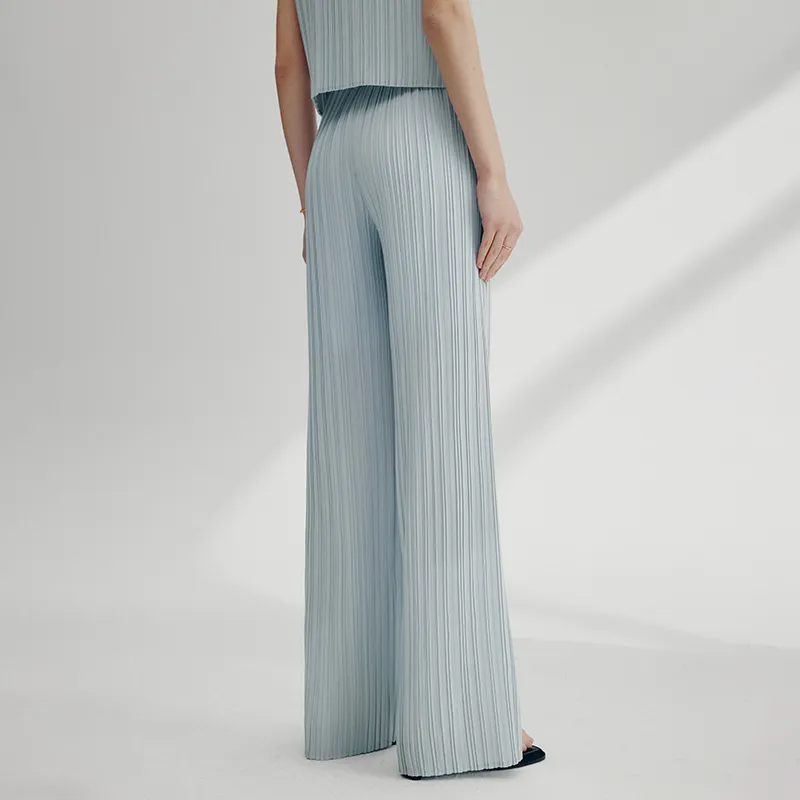 Famanxuan Casual Pants Women's Soft Matte Blue-5