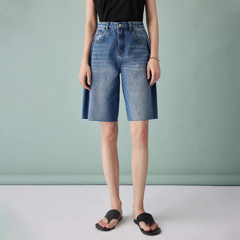 Famanxuan Denim Shorts Women's Denim Blue-2