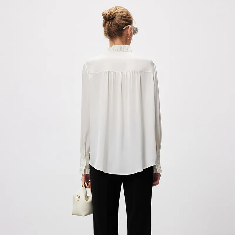 Famanxuan 2024 Spring Fall Shirt Women's Glutinous Rice White-2