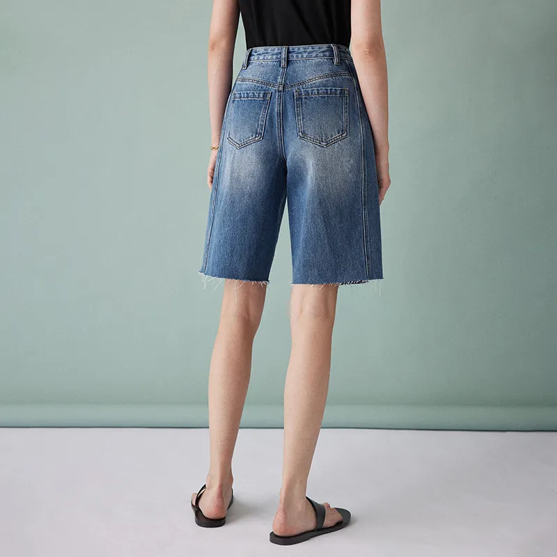 Famanxuan Denim Shorts Women's Denim Blue-4