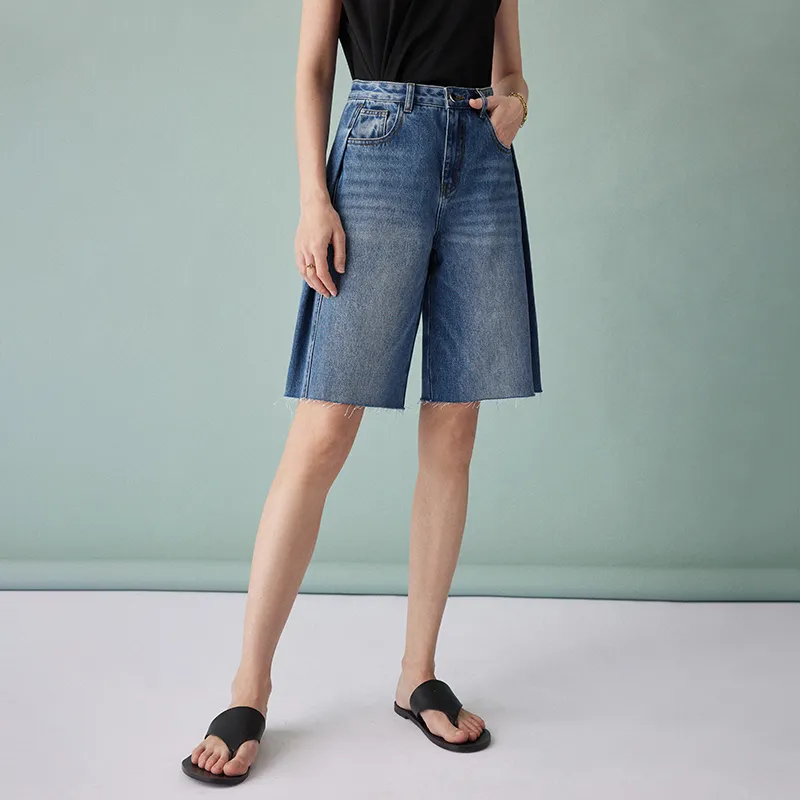 Famanxuan Denim Shorts Women's Denim Blue-3