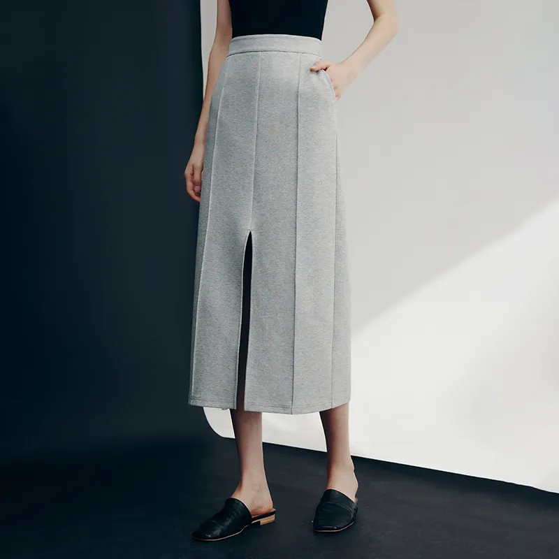 Famanxuan Casual Long Skirt Women's Premium Gray-3