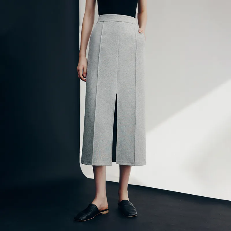 Famanxuan Casual Long Skirt Women's Premium Gray-4
