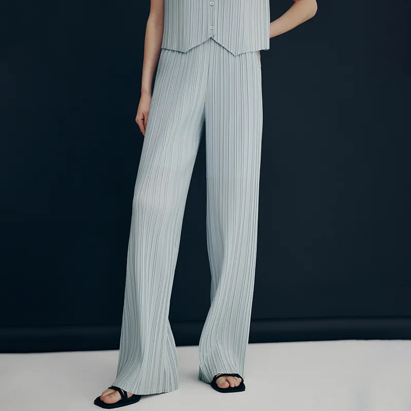 Famanxuan Casual Pants Women's Soft Matte Blue-2
