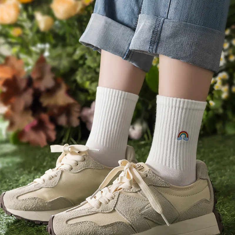 H-YXIANG No-Show Socks Women's 6 Pack White-7